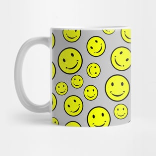 Smiley Face Seamless Pattern on Grey Background Mug